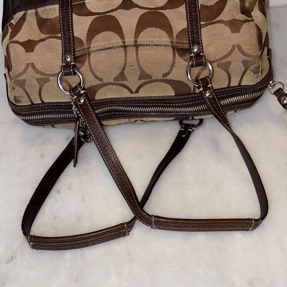 Coach Jacquard Signature Logo Striped Satchel Bag - Picture 10 of 16